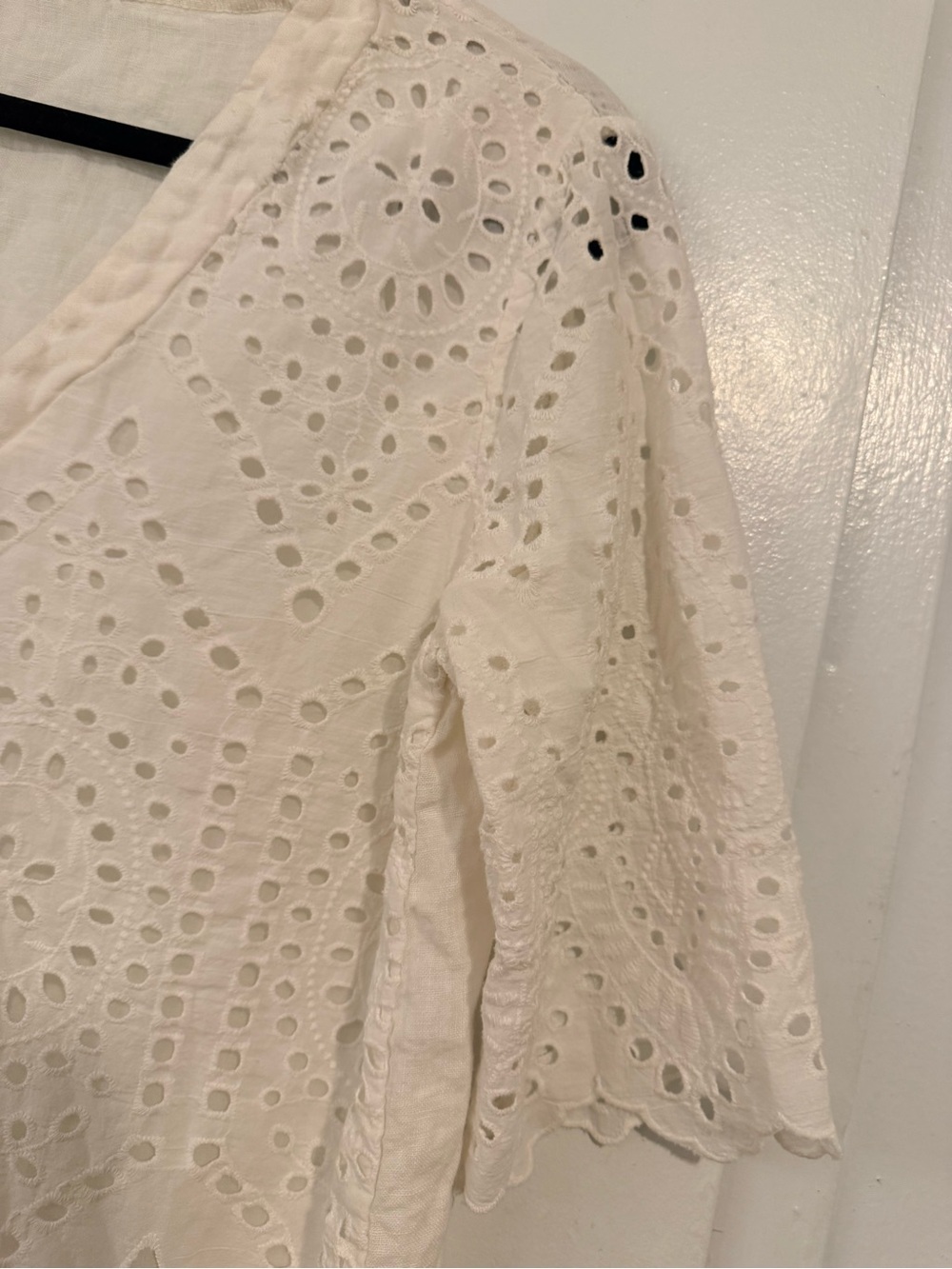 REVOLVE Cream Eyelet V-Neck Mini Dress - Picture 2 of 12